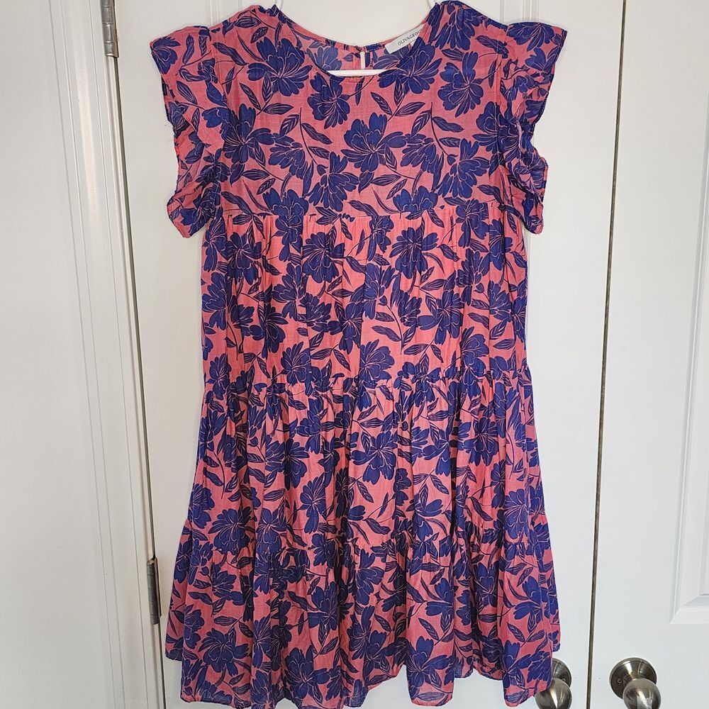 Olivaceous Floral Print Flutter Sleeve Summer Dress Size S